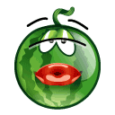 Зеленые смайлы Смайлик-арбуз целует и дарит сердечко аватар