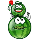 Зеленые смайлы Папа-арбуз держит малыша с цветами аватар