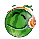 Зеленые смайлы Смайлик-арбуз с наушниками аватар
