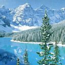 Зима Озеро в зимнее время года среди гор и лесов аватар