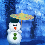 Зима Снеговик под зонтом аватар
