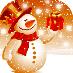 Зима Снеговик держит подарок аватар