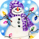 Зима Снеговик в гирлянде аватар