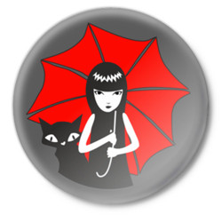 Зима Девочка с котенком под красным зонтиком аватар
