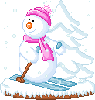 Зима Снеговик на лыжне аватар