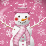 Зима Снеговик на розовом фоне аватар
