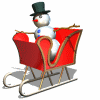 Зима Снеговичок пытается поехать в упряжке аватар