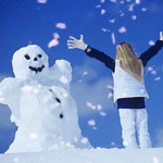Зима Встреча девочки и снеговичка аватар