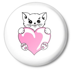 Зима Белый котенокс розовым сердечком аватар