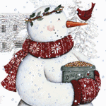 Зима Снеговик с птичкой на носу аватар