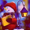 Зима Снеговик с книгой у фонаря аватар