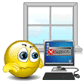Злость Смайлик выбрасывает компьютер за окно аватар