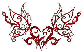 Блестящие картинки Уголок с бабочками и сердцем красный аватар