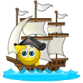 Игрушки, игры, отдых, путешествия Смайлик  плывет на корабле под парусами аватар