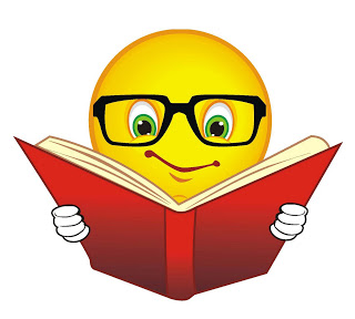 Книги, библиотека Смайлик в очках читает книгу аватар