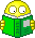 Книги, библиотека Смайлик читает книгу в зеленом переплете аватар