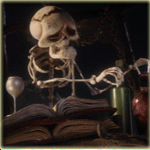 Книги, библиотека Скелет и книга аватар