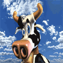 Домашние животные козы, овцы, коровы, свиньи Прикольная корова на фоне голубого неба аватар