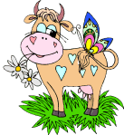 Домашние животные козы, овцы, коровы, свиньи Корова с бабочкой на хвосте подмигивает аватар