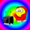 Компьютер, телевизор, телефон, фото Смайлик смотрит телевизор цветной аватар