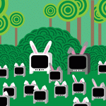 Компьютер, телевизор, телефон, фото Семья телевизоров с кроличьими ушками на фоне травы аватар