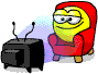 Компьютер, телевизор, телефон, фото Смайл смотрит TV в красном кресле аватар