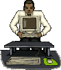 Компьютер, телевизор, телефон, фото Мужчина двигает компютер аватар