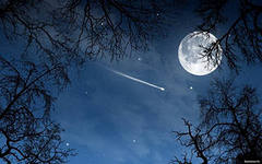 Космос, звезды, луна и месяц Падающая звезда и луна в ночном небе аватар