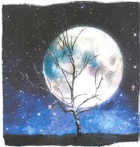 Космос, звезды, луна и месяц Дерево на фоне Луны аватар