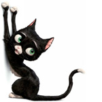 Кошки и котята Черный котенок чешет когти аватар