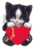 Кошки и котята Черный котенок с сердечком аватар