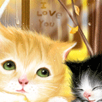 Кошки и котята Кошка с котёнком на подоконнике и надпись i love you аватар