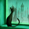 Кошки и котята Кошка сидит на подоконнике и смотрит на дождь за окном аватар