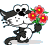 Кошки и котята Чёрный котик с цветочками аватар