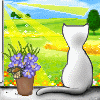 Кошки и котята Кошка сидит на подоконнике и любуется открывшимся видом аватар