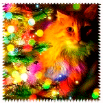 Кошки и котята Кошка возле наряженной новогодней елки аватар