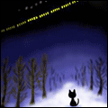 Кошки и котята Черный котенок в синем лесу аватар