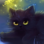 Кошки и котята Черный котенок с желтыми глазами моргает аватар