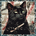 Кошки и котята Черный кот точит когти пилочкой аватар