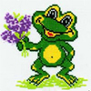 Крокодилы, лягушки, змеи, черепахи Симпатичный лягушонок с букетом цветов аватар