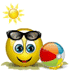 Лето Смайлик на солнышке играет мячиком аватар