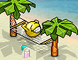 Лето Смайлик отдыхает у моря в гамаке между пальм аватар