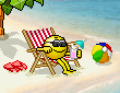 Лето Смайлик отдыхает на берегу моря у нежных волн его аватар