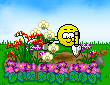 Лето Смайлик сажает цветы на клумбу аватар