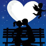 Любовь, люблю, целую Поцелуй при луне аватар