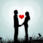 Любовь, люблю, целую Силуэт влюбленной пары держащейся за руки аватар
