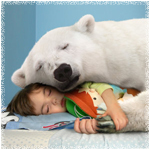 Медведи Белый медведь спит с мальчиком аватар