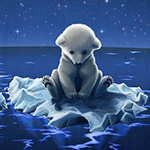 Медведи Белый медвежонок сидит на льдине на фоне звездного неба аватар