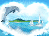 Море На фоне парусников прыгает дельфин аватар
