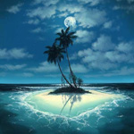Море Остров с двумя растущими пальмами на ночью в лунном свете аватар